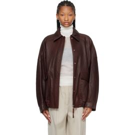 Róhe Róhe Brown Grain Leather Aviator Jacket