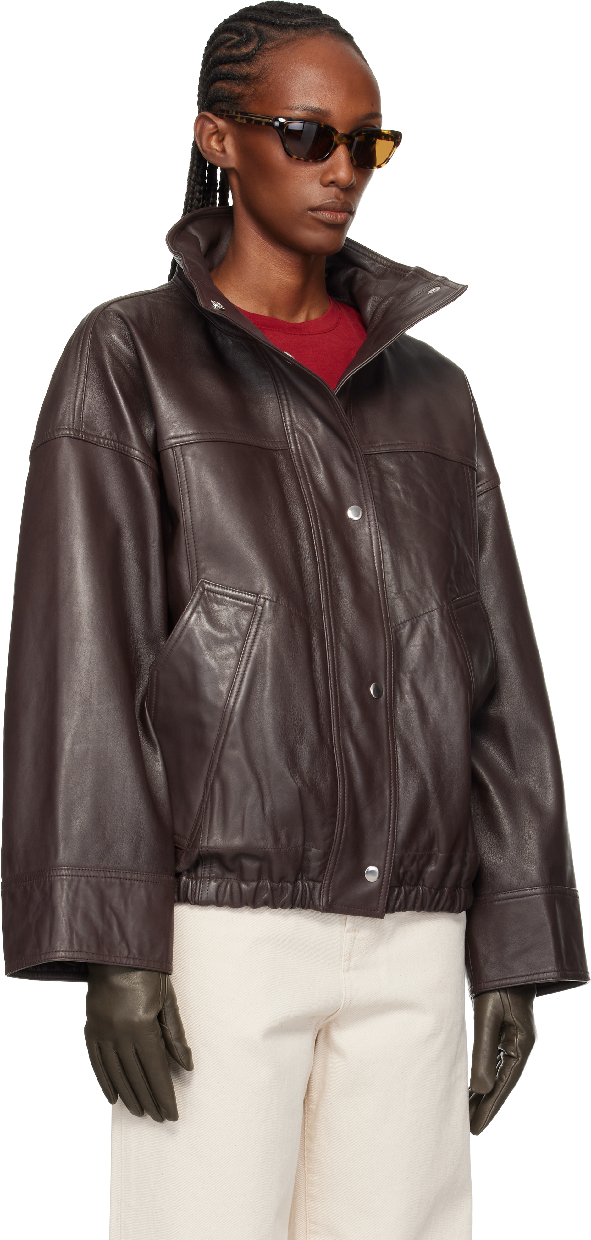 ジャケット・アウター archive RENOWN neck leather wool jacket Róhe - Brown Reinvented Leather Jacket