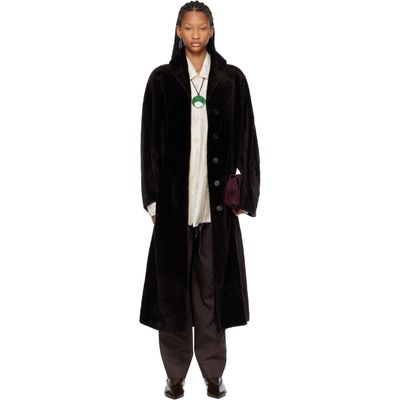 Róhe Róhe Brown Shearling Shawl Collar Coat