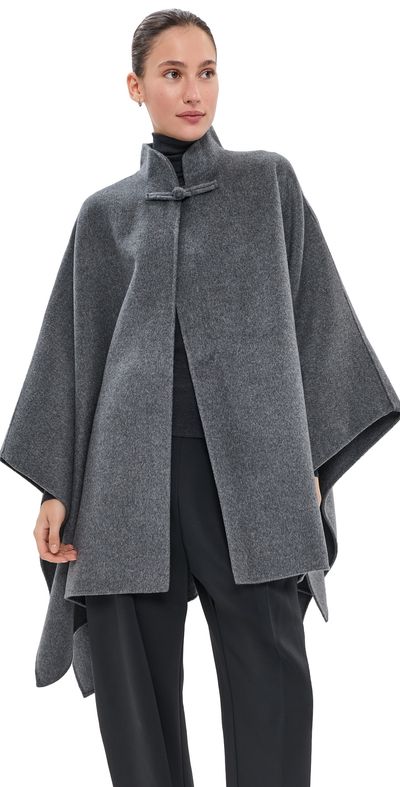 Róhe Róhe Double-Faced Pankou Closure Poncho Dark Grey Melange One
