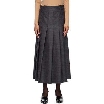 Róhe Róhe Gray Pleated Wrap Midi Skirt