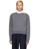 Róhe Róhe Gray Statement Shoulder Crewneck Sweater - 1