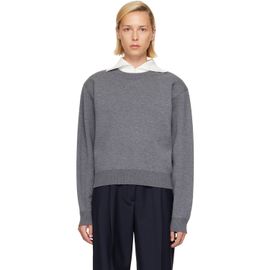 Róhe Róhe Gray Statement Shoulder Crewneck Sweater