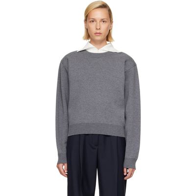 Róhe Róhe Gray Statement Shoulder Crewneck Sweater