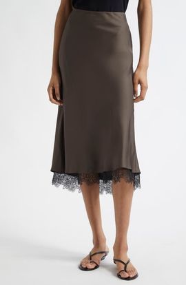 Róhe Róhe Lace Trim Silk Midi Skirt