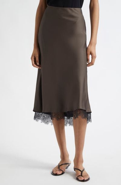 Róhe Róhe Lace Trim Silk Midi Skirt