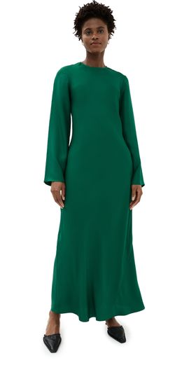 Róhe Róhe Minimal Wide Sleeved Silk Dress Emerald