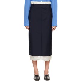 Róhe Róhe Navy Boxer Detailed Midi Skirt