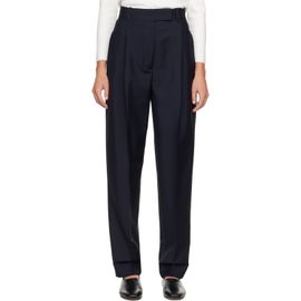 Róhe Róhe Navy Daria Single Pleat Tapered Trousers