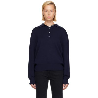 Róhe Róhe Navy Merino Wool Polo