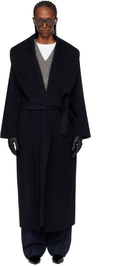 Róhe Róhe Navy Signature Double-Faced Scarf Coat