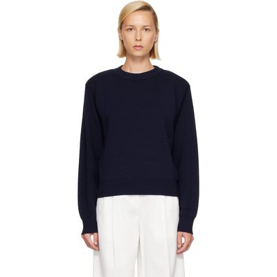 Róhe Róhe Navy Statement Shoulder Crewneck Sweater