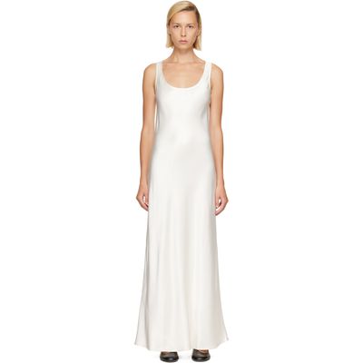 Róhe Róhe Off-White Scoop Neck Satin Maxi Dress