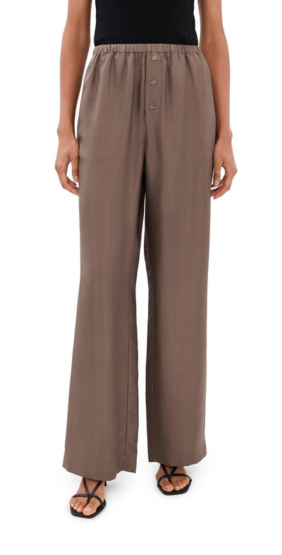 Róhe Róhe Relaxed Silk Trousers Taupe
