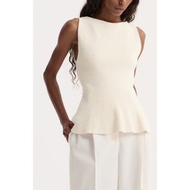Róhe Róhe Sculptural Rib Organic Cotton Peplum Sweater