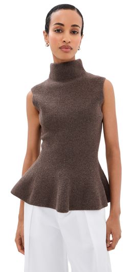 Róhe Róhe Sculptural Sleeveless Knitted Top Brown Melange