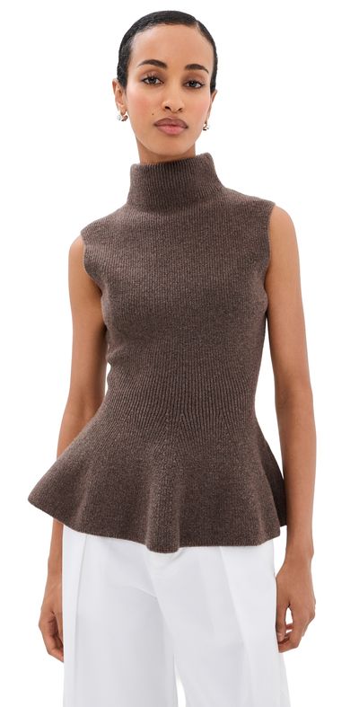 Róhe Róhe Sculptural Sleeveless Knitted Top Brown Melange