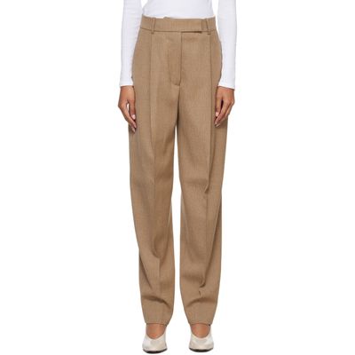 Róhe Róhe Tan Daria Single Pleat Straight Leg Trousers