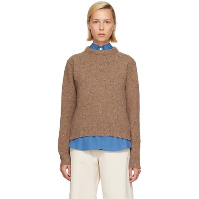 Róhe Róhe Tan Fitted Mouliné Crewneck Sweater