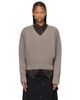 Róhe Róhe Taupe Sculptural Compact V-neck Sweater - 1