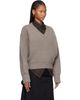 Róhe Róhe Taupe Sculptural Compact V-neck Sweater - 2