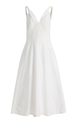Róhe Róhe TwistedShoulder CottonBlend Midi Dress