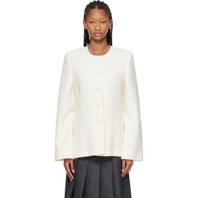 Róhe Róhe White Bouclé Shaped Blazer
