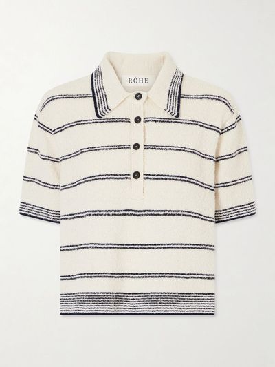 RÓHE Striped cotton-blend terry polo shirt