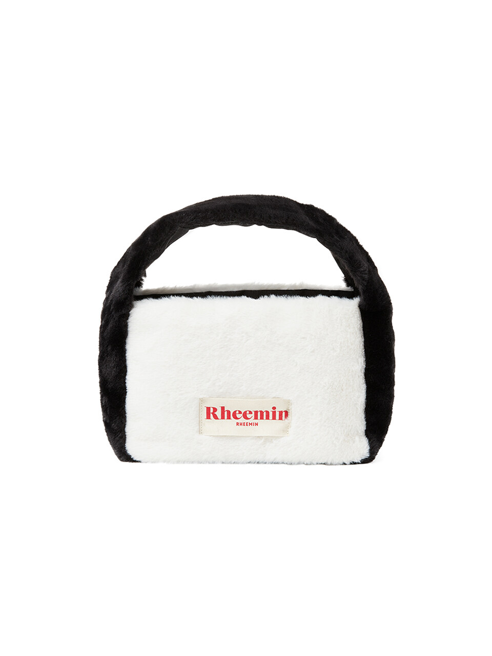 RHEEMIN Fur Mini Nugget Tote Bag_White Black