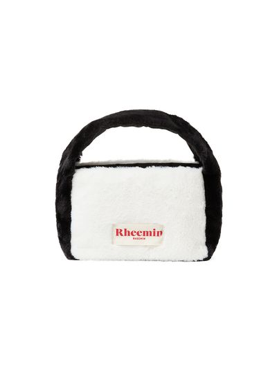 RHEEMIN Fur Mini Nugget Tote Bag_White Black