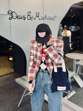 RHEEMIN New Shearing Hory Tote Bag - Navy and Cream