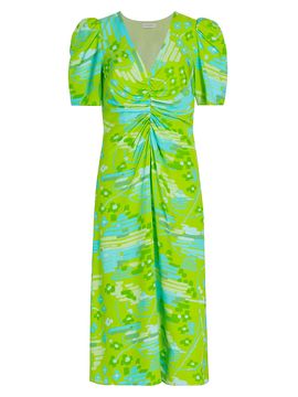 Rhode Women's Maci Geometric Puff-Sleeve Midi-Dress