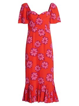 Rhode Women's Ramona Floral Godet-Hem Midi-Dress