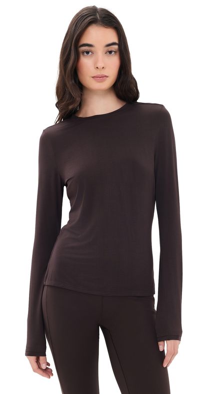 Rhone Rhone Featherweight Rib Long Sleeve Tee Dark Espresso