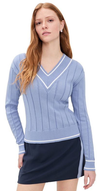 Rhone Rhone Varsity Cable Knit Sweater Hydrangea Blue