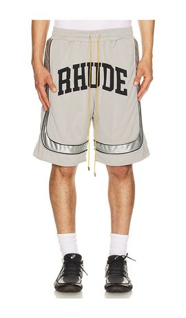 Rhude Rhude Baggy Mesh Collegiate Logo Shorts