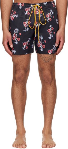 Rhude Rhude Black & Red Turbo Floral Swim Shorts