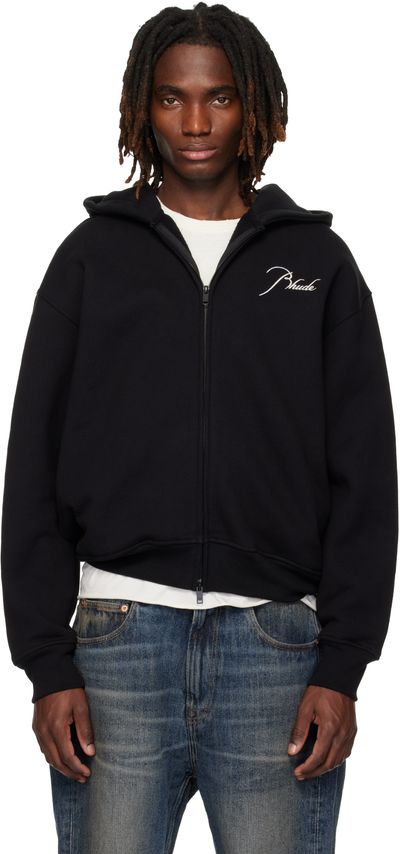 Rhude Rhude Black Classique Zip Up Hoodie