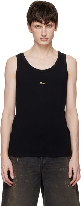Rhude Rhude Black Logo Ribbed Tank Top