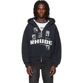 Rhude Rhude Black 'Winter 91 Rallye' Zip-Up Hoodie