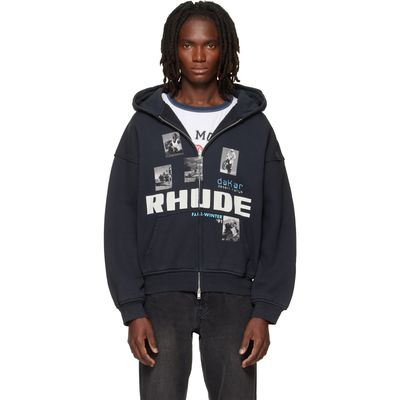 Rhude Rhude Black 'Winter 91 Rallye' Zip-Up Hoodie