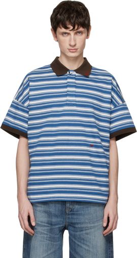 Rhude Rhude Blue Fontaine Striped SS Polo