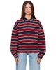 Rhude Rhude Burgundy & Navy Fontaine Striped L/S Polo - 1