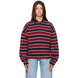Rhude Rhude Burgundy & Navy Fontaine Striped L/S Polo