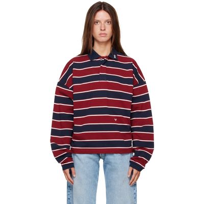 Rhude Rhude Burgundy & Navy Fontaine Striped L/S Polo
