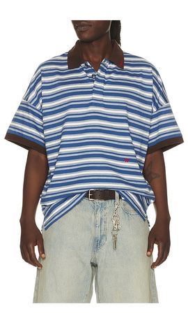 Rhude Rhude Fontaine Striped Short Sleeve Polo Shirt