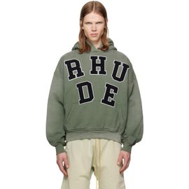 Rhude Rhude Green 'Rhude' Chenille Patch Logo Hoodie