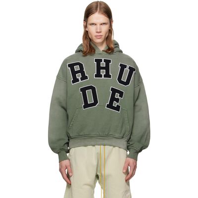 Rhude Rhude Green 'Rhude' Chenille Patch Logo Hoodie