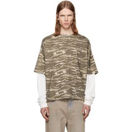 Rhude Rhude Khaki & White 'Rhude' Tiger Camo Double-Layered T-shirt