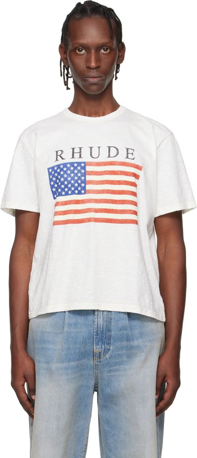 Rhude Rhude Off-White USA Flag Slub T-shirt